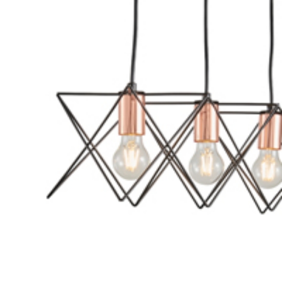 Imagine Lumină suspendată metalică 3 lumini 3XE27 max 15W 517X175X1240mm negru Arte Illumina Brawck