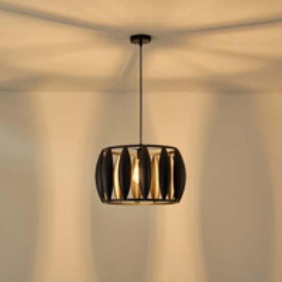 Imagine Lumină suspendată metalică cu un singur corp 1XE27 Max 15W 425X1300mm Negru Arte Illumina Crown
