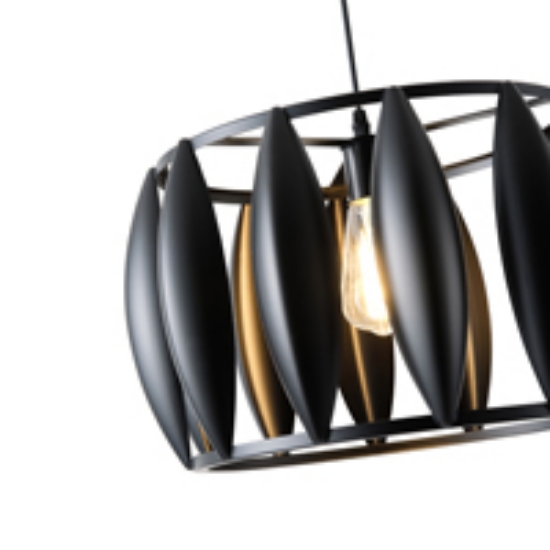Imagine Lumină suspendată metalică cu un singur corp 1XE27 Max 15W 425X1300mm Negru Arte Illumina Crown