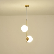 Imagine Lumină suspendată metal-sticlă 2 lumini 2x27 max 15W 320x150x1550mm alb-bronz Arte Illumina Orba