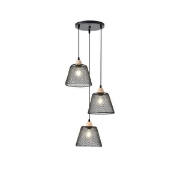 Imagine Lumină suspendată metalică 3 lumini 3XE27 max 15W Ø370X1260mm rozetă neagră Arte Illumina NET