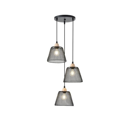 Imagine Lumină suspendată metalică 3 lumini 3XE27 max 15W Ø370X1260mm rozetă neagră Arte Illumina NET