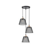 Imagine Lumină suspendată metalică 3 lumini 3XE27 max 15W Ø370X1260mm rozetă neagră Arte Illumina NET