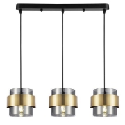 Imagine Lumină suspendată metal-sticlă 3 lumini 3XE27 max 15W 700X1215mm negru-aurie Arte Illumina Reliac