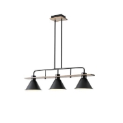 Imagine Lumină suspendată din lemn și metal 3 lumini 3xE27 max 15W 780x180x865mm negru Arte Illumina Cono