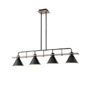 Imagine Lumină suspendată din lemn și metal 4 lumini 4X27 Max 15W 1030X180X865mm negru Arte Illumina Cono