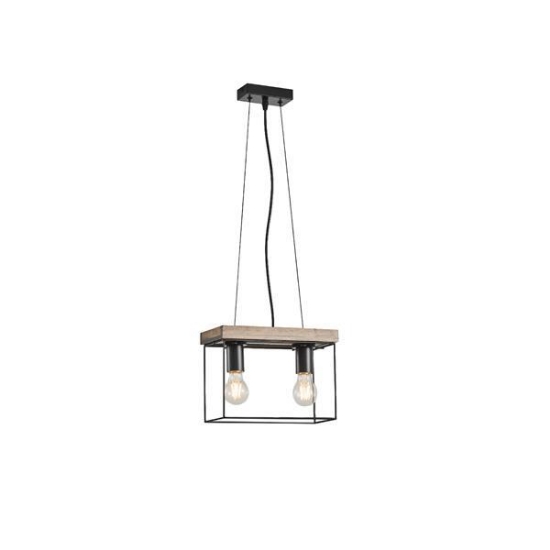 Imagine Lumină suspendată din lemn și metal 2 lumini 2X27 max 15W 300X125X1230mm negru-maro Arte Illumina Multipla