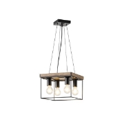 Imagine Lumină suspendată din lemn și metal 4 lumini 4X27 Max 15W 300X300X1230mm negru-maro Arte Illumina Multipla