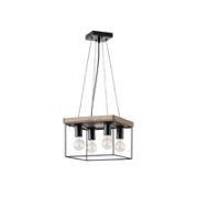 Imagine Lumină suspendată din lemn și metal 4 lumini 4X27 Max 15W 300X300X1230mm negru-maro Arte Illumina Multipla