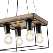 Imagine Lumină suspendată din lemn și metal 4 lumini 4X27 Max 15W 300X300X1230mm negru-maro Arte Illumina Multipla