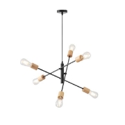 Imagine Lampa suspendată din lemn și metal 6 lumini 6X27 Max 15W 650X1540mm neagră Arte Illumina Edison
