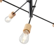 Imagine Lampa suspendată din lemn și metal 6 lumini 6X27 Max 15W 650X1540mm neagră Arte Illumina Edison