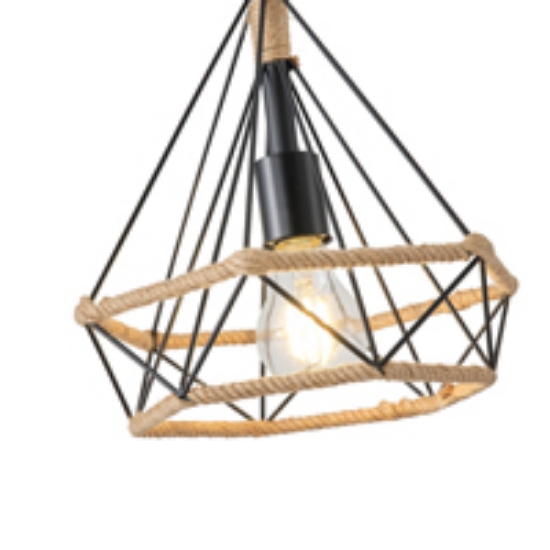 Imagine Lumină suspendată rope-metal unică FLARE 15W 250X1320mm negru-khaki