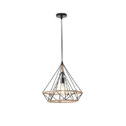 Imagine Lampa suspendată rope-metal unică FLARE 15W Dφ380X1450mm negru-khaki