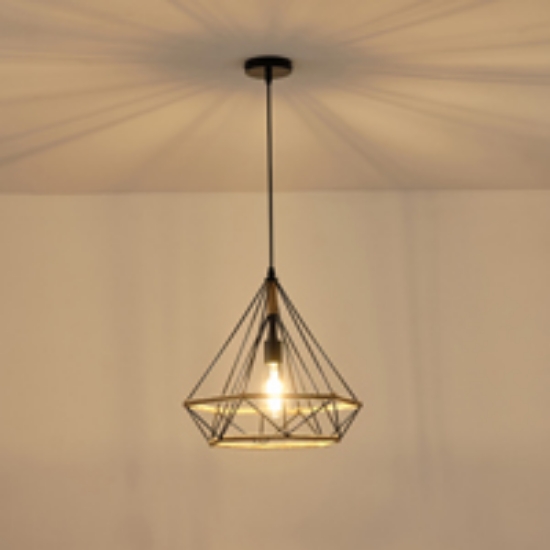 Imagine Lampa suspendată rope-metal unică FLARE 15W Dφ380X1450mm negru-khaki