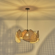 Imagine Lampa suspendată RATTAN SINGLE LIGHT 1XE27 MAX 15W Ø575X1350mm Culoare maro-negru ARTE ILLUMINA KAI