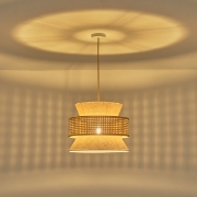 Imagine Lampa suspendată metal-textil unică 1XE27 max 15W Ø400X1310mm crem-alb Arte Illumina Isla