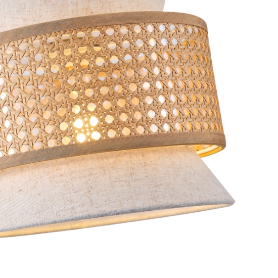 Imagine Lampa suspendată metal-textil unică 1XE27 max 15W Ø400X1310mm crem-alb Arte Illumina Isla