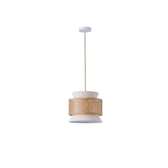 Imagine Lampa suspendată metal-textil unică 1XE27 max 15W Ø260X1260mm crem-alb Arte Illumina Isla