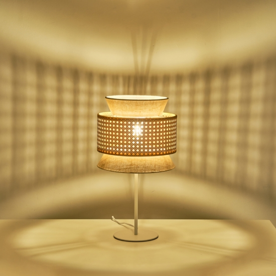 Imagine Pendul metal-țesătură 1XE27 Max 15W Ø260X460mm crem-alb Arte Illumina Isla