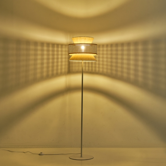 Imagine Lampă de podea metal-textil 1XE27 Max 15W Ø350X1450mm crem-alb Arte Illumina Isla