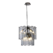 Imagine Lustră metalică-sticlă 8 lumini 8x14 max 8W 420x1500mm negru Arte Illumina MIRA