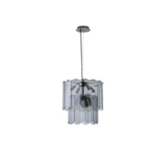 Imagine Lustră metalică-sticlă 8 lumini 8x14 max 8W 420x1500mm negru Arte Illumina MIRA