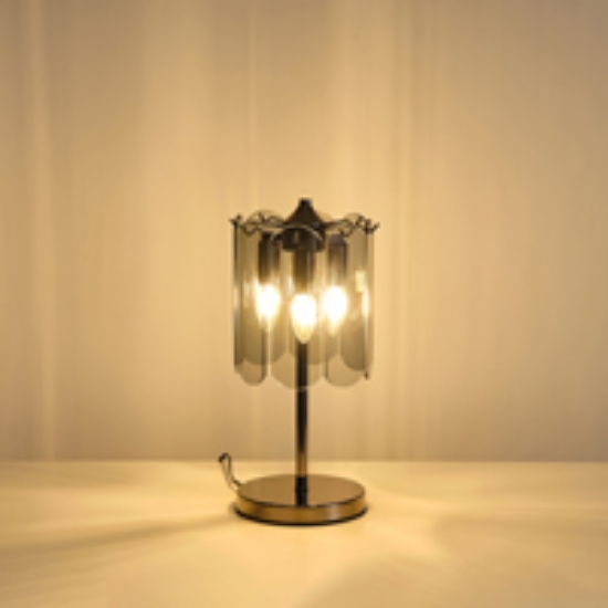 Imagine Lampă de birou metal-sticlă 3XE14 Max 8W Ø200X430mm Negru Arte Illumina Mira