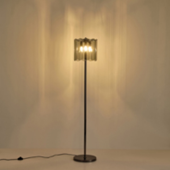 Imagine Lampă de podea metal-sticlă 3XE14 Max 8W Ø300X1600mm Negru Arte Illumina Mira