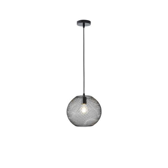 Imagine Lumină suspendată metalică cu un singur corp 1XE27 Max 15W Ø350X1360mm Negru Arte Illumina Mesh