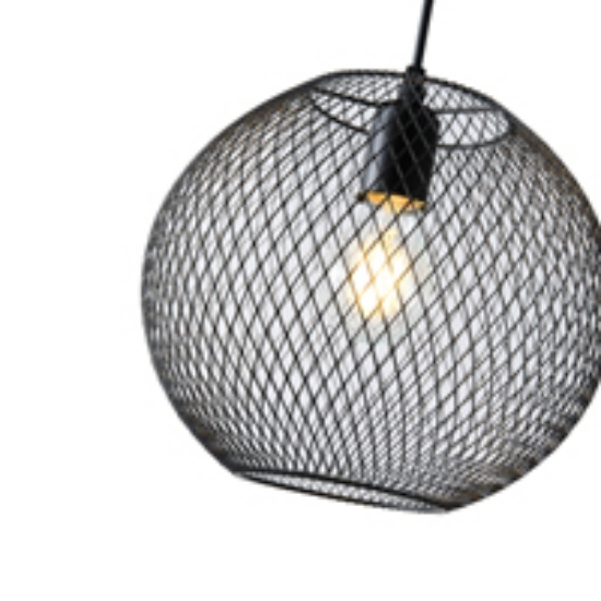 Imagine Lumină suspendată metalică cu un singur corp 1XE27 Max 15W Ø350X1360mm Negru Arte Illumina Mesh