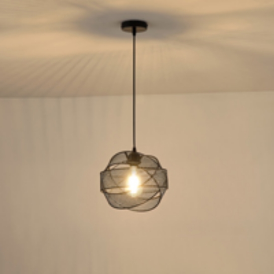 Imagine Lumină suspendată metalică single light 1x27 max 15W Ø450x1340mm neagră Arte Illumina OGGI