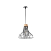 Imagine Lampa suspendată metalică cu un singur corp de iluminat 1XE27 Max 15W Ø360X1380mm neagră Arte Illumina Tassel