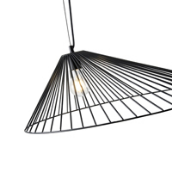 Imagine Lumină suspendată metalică cu un singur corp 1xE27 Max 15W Ø600x1300mm neagră Arte Illumina RAY