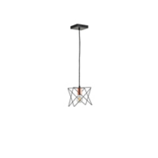 Imagine Lumină suspendată metalică cu un singur corp 1xE27 Max 15W 175x1240mm neagră Arte Illumina Brawck