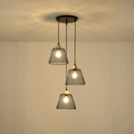 Imagine Lustră metalică 3 lumini 3XE27 max 15W Ø370X1260mm rozetă neagră Arte Illumina NET