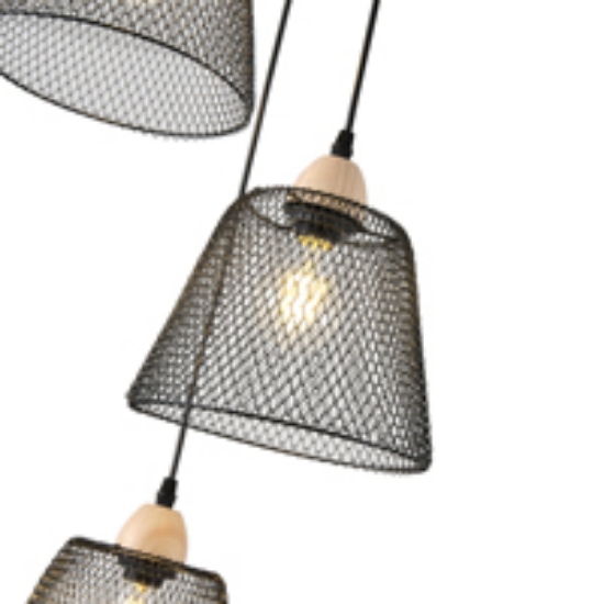 Imagine Lustră metalică 3 lumini 3XE27 max 15W Ø370X1260mm rozetă neagră Arte Illumina NET