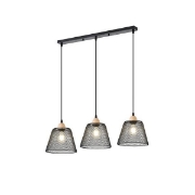 Imagine Lampa suspendată metalică 3 lumini 3XE27 Max 15W 760X200X1260mm neagră Arte Illumina NET