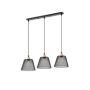 Imagine Lampa suspendată metalică 3 lumini 3XE27 Max 15W 760X200X1260mm neagră Arte Illumina NET