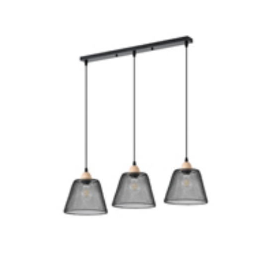 Imagine Lampa suspendată metalică 3 lumini 3XE27 Max 15W 760X200X1260mm neagră Arte Illumina NET