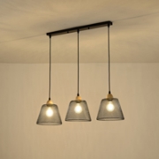 Imagine Lampa suspendată metalică 3 lumini 3XE27 Max 15W 760X200X1260mm neagră Arte Illumina NET