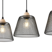 Imagine Lampa suspendată metalică 3 lumini 3XE27 Max 15W 760X200X1260mm neagră Arte Illumina NET