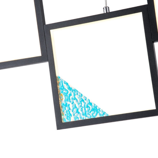 Imagine Lumină suspendată din aluminiu LED 36W 1400Lm 3000K 820X340mm neagră Arte Illumina Square