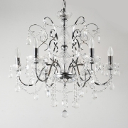 Imagine Lampa suspendată metal-cristal 6 lumini 6XE14 max 8W 650x1560mm argintie Arte Illumina Heir