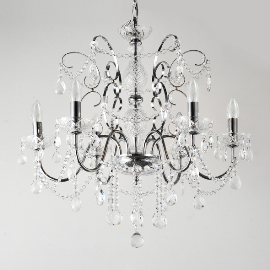 Imagine Lampa suspendată metal-cristal 6 lumini 6XE14 max 8W 650x1560mm argintie Arte Illumina Heir