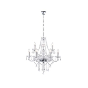Imagine Lampa suspendată metal-cristal 9 lumini 9x14E Max 8W 710x1750mm argintie Arte Illumina Kristallo