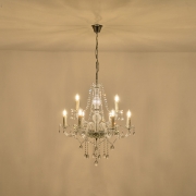 Imagine Lampa suspendată metal-cristal 9 lumini 9x14E Max 8W 710x1750mm argintie Arte Illumina Kristallo