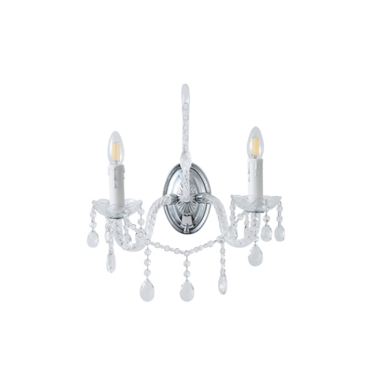 Imagine Aplica metal-cristal 2 lumini 2xE14 max 8W 330x425mm argintie Arte Illumina Kristallo