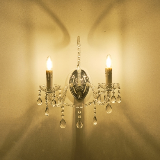Imagine Aplica metal-cristal 2 lumini 2xE14 max 8W 330x425mm argintie Arte Illumina Kristallo
