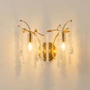 Imagine Aplica de perete metal-sticlă 2 lumini 2xE14 max 8W 340x225x301mm aurie transparentă Arte Illumina Dynasty